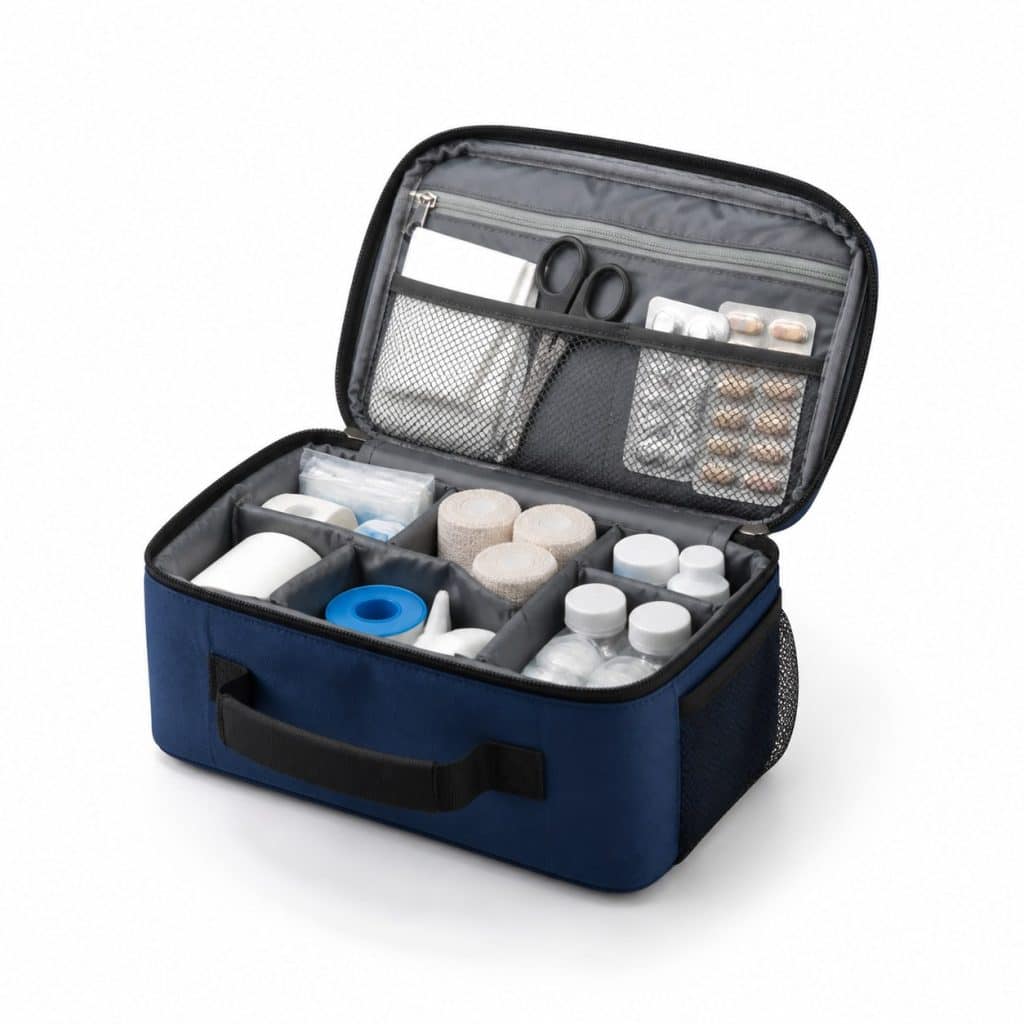 Trousse de secours familiale équipée présenté seul